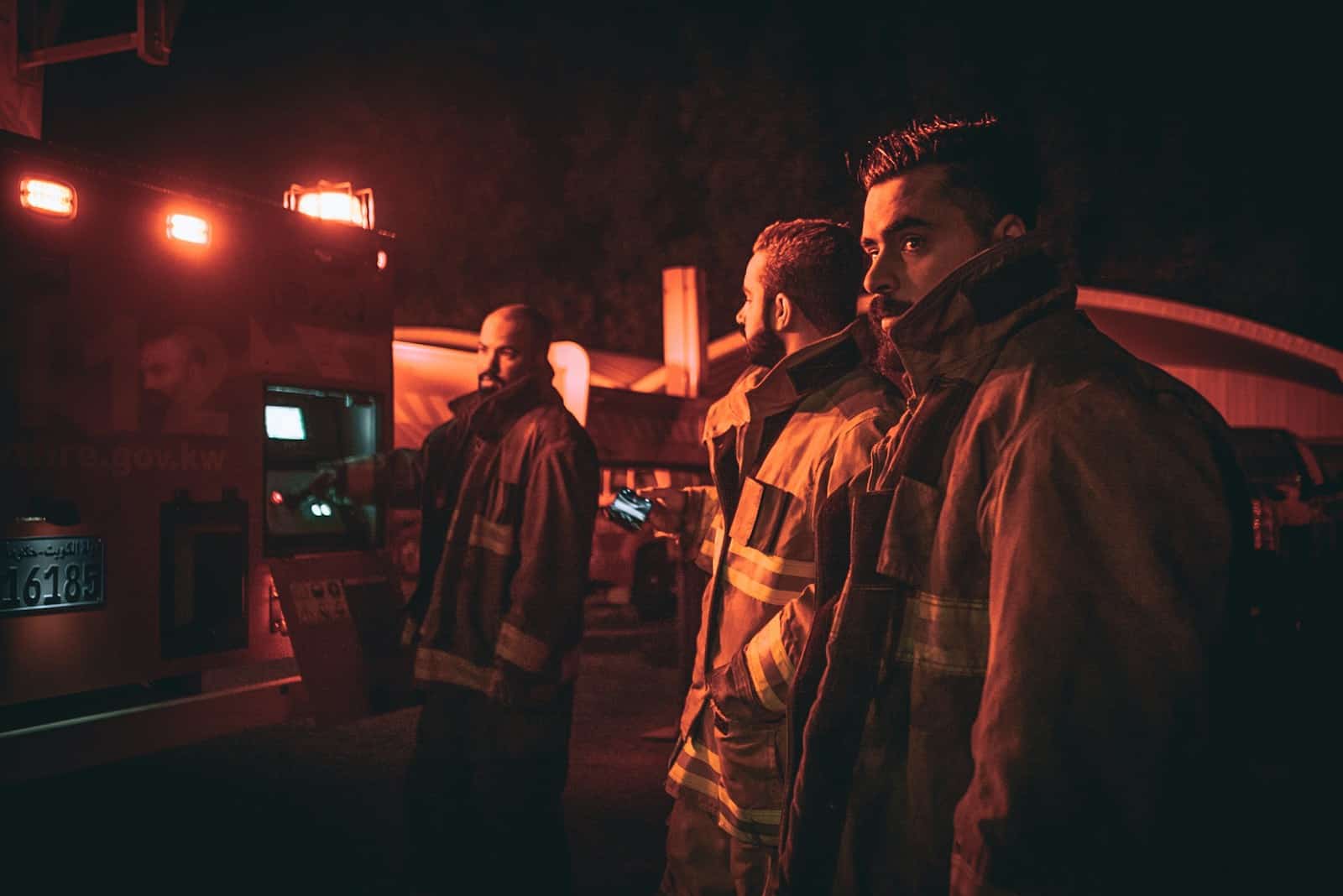 three fire fighters looking back, can firefighters smoke weed